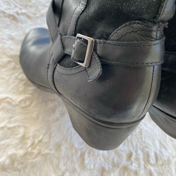 Clarks Women’s Knee High Ingalls Riding Boots 11 Black Leather Buckle Western - Picture 10 of 15